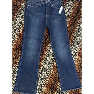 Seven7 Women's Misses High Rise Fashion Straight Slim Frey Hem Dark Wash Size 4